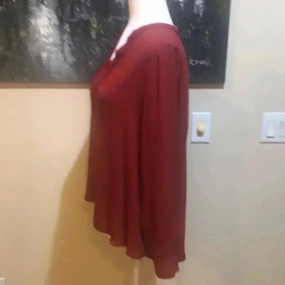 SIMPLY VERA VERA WANG Burgundy V-Neck Long Sleeve Button Cuff Sheer Top Size PL - Picture 3 of 8